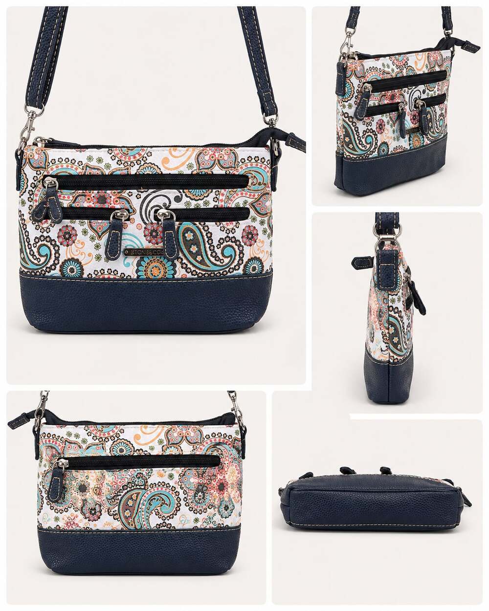 Stone & Co. Paisley Print Multi-Pocket Crossbody Bag